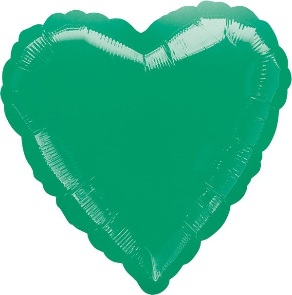 45cm Standard Heart HX Metallic Green Balloon