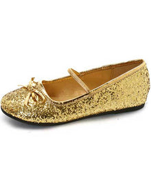 Gold Glitter Girls Ballet Flats