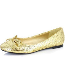 Gold Glitter Womens Ballet Flats