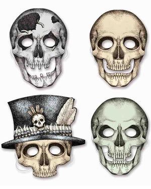 Paper Skeleton Masks Pack of 4