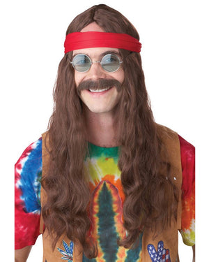 60s Hippie Man Wig and Moustache