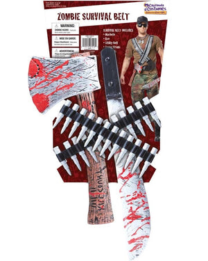 Zombie Hunter Axe Bandolier Necklaces Machete and Belt Kit