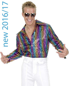 70s Rainbow Swirl Disco Mens Shirt