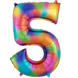 SuperShape Rainbow Splash Numeral 5 Balloon