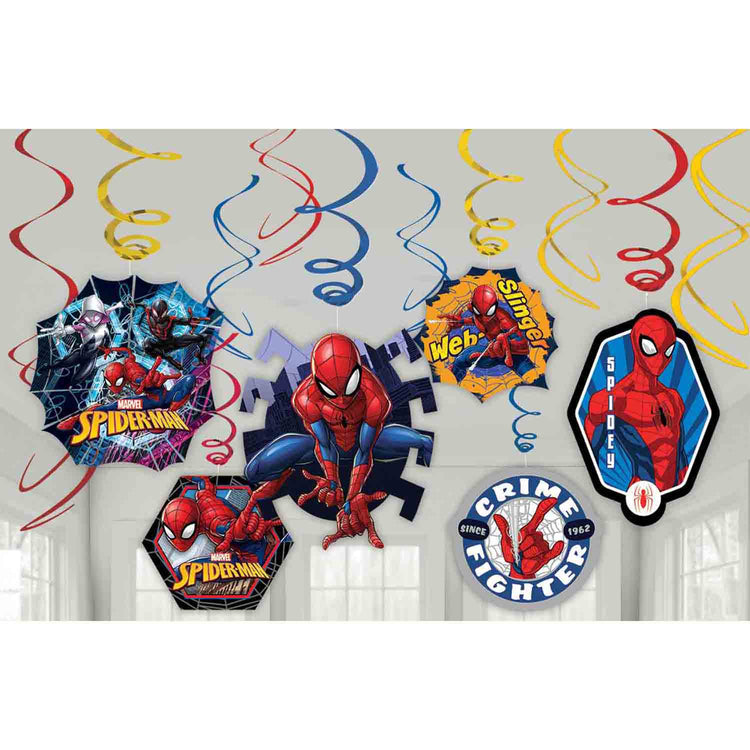 Spiderman Webbed Wonder Swirl Decorations Pack of 12