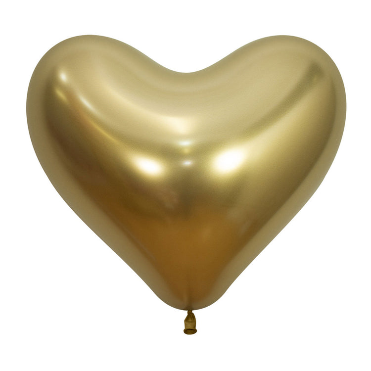 Sempertex 35cm Hearts Metallic Reflex Gold Latex Balloons 970 12PK Pack of 12