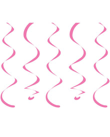 Candy Pink Hanging Swirl Decorations Pack of 10