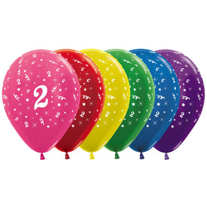 Sempertex 30cm Age 2 Metallic Assorted Latex Balloons 25Pk