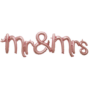 Script Phrases Mr & Mrs Rose Gold Balloon
