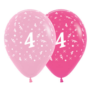 Sempertex 30cm Age 4 Fashion Pink Assorted Latex Balloons 6PK Pack of 6