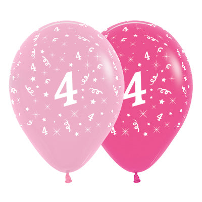 Sempertex 30cm Age 4 Fashion Pink Assorted Latex Balloons 6PK Pack of 6