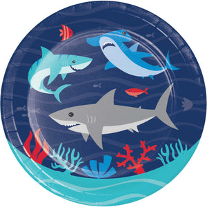 Shark Party Lunch Plates Paper 18cm Pack of 8
