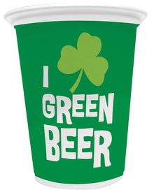 St Patricks Day Green Beer 473ml Plastic Cups Pack of 8