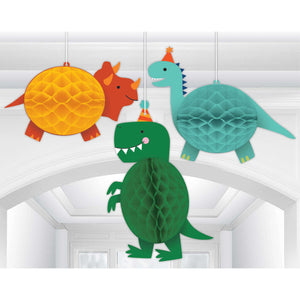 Dino-Mite Party Dinosaur Honeycomb Hanging Decorations Pack of 3