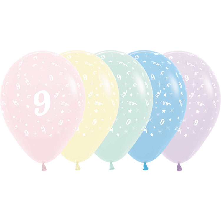 Sempertex 30cm Age 9 Pastel Matte Assorted Latex Balloons 25Pk