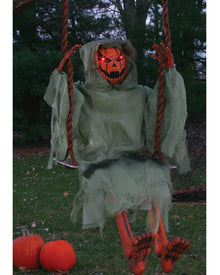 Light Up Swinging Dead Pumpkin 91cm For Halloween