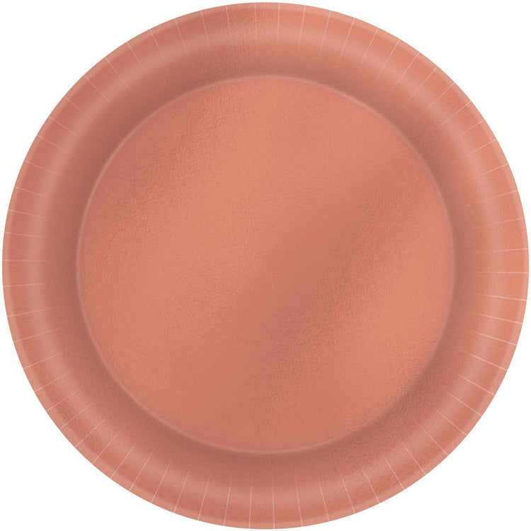 Metallic 17cm Rose Gold Round Plates Pack of 8