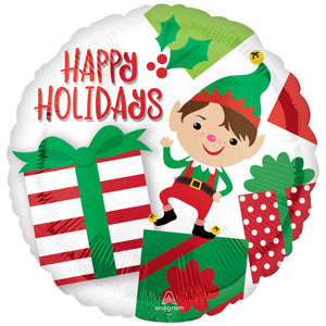 45cm Standard Happy Holidays Adorable Elf Christmas Balloon