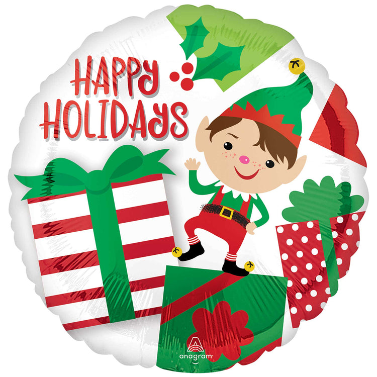 45cm Standard Happy Holidays Adorable Elf Christmas Balloon