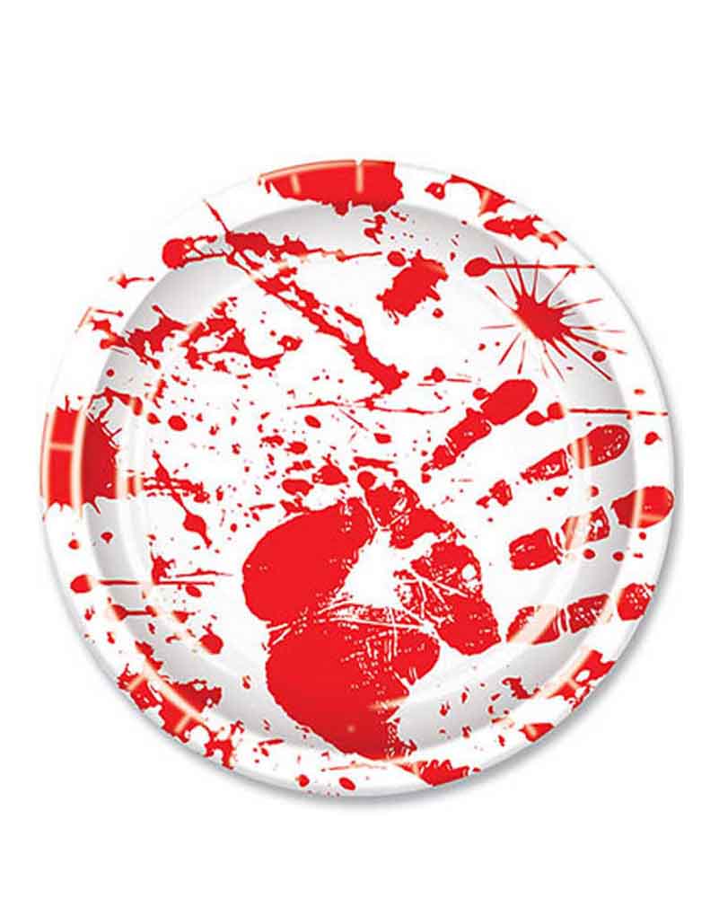 Bloody Hand Prints 22cm Plates Pack of 8