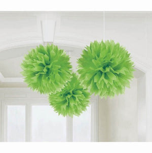 Fluffy Hanging Decorations Green Pack of 3