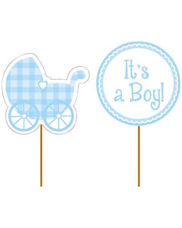 Sweet Baby Feet Blue Cupcake Picks Pack of 12