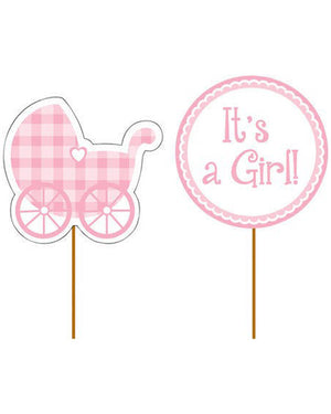 Sweet Baby Feet Pink Cupcake Picks Pack of 12