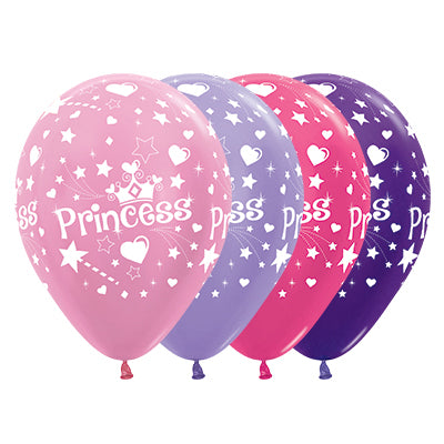 Sempertex 30cm Princess Theme Satin Pearl & Metallic Assorted Latex Balloons 25PK Pack of 25