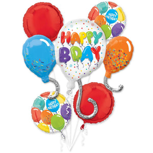 Bouquet Birthday Celebration Happy BDAY Pack of 5 Balloon