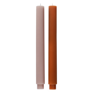 Cosy Copper Christmas Ribbed Dinner Candles Pack of 2