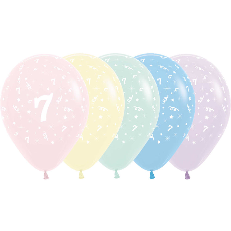 Sempertex 30cm Age 7 Pastel Matte Assorted Latex Balloons 25Pk