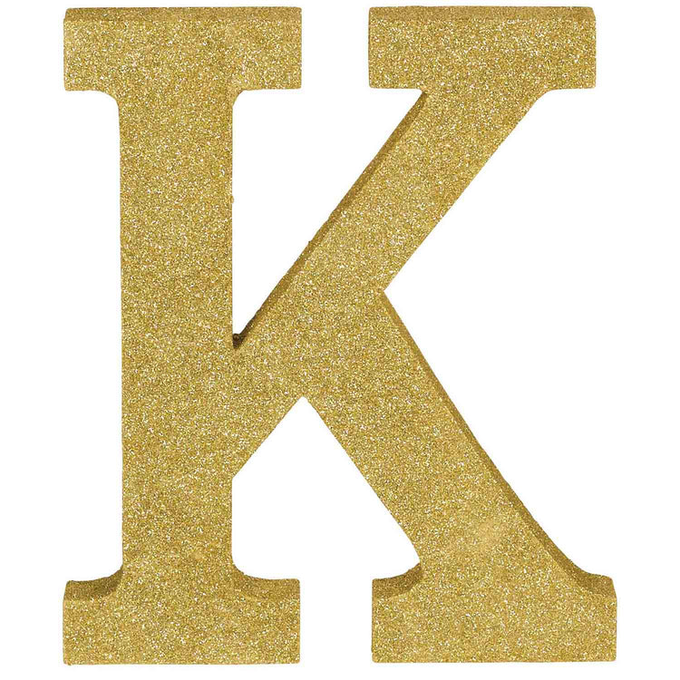 Letter K Gold Glittered Decoration MDF