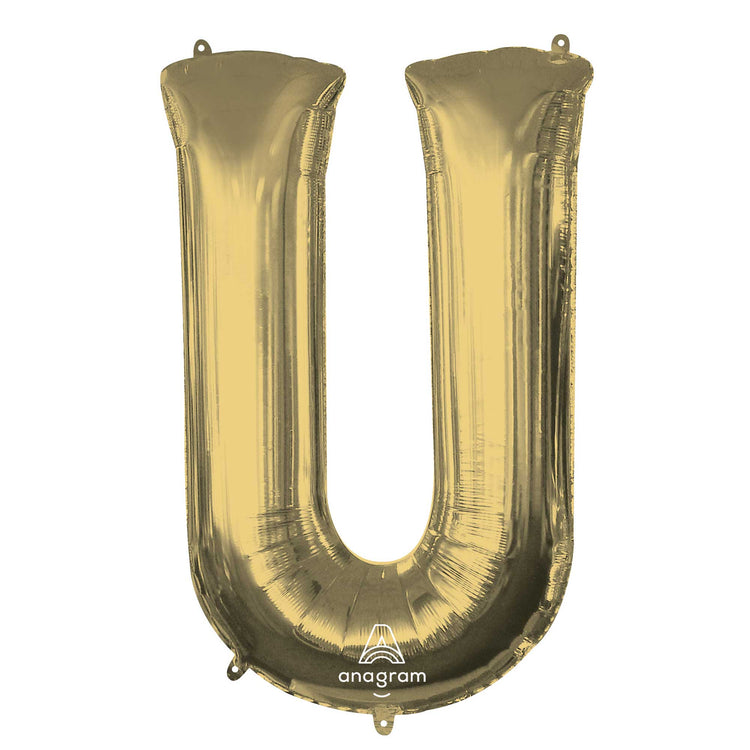 SuperShape Letter U White Gold Balloon