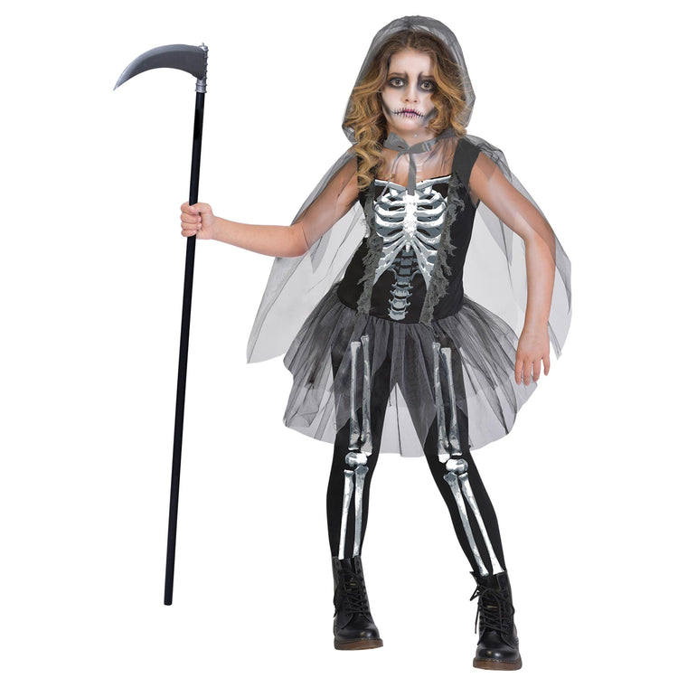 Skeleton Reaper Girls Costume 6-8 Years