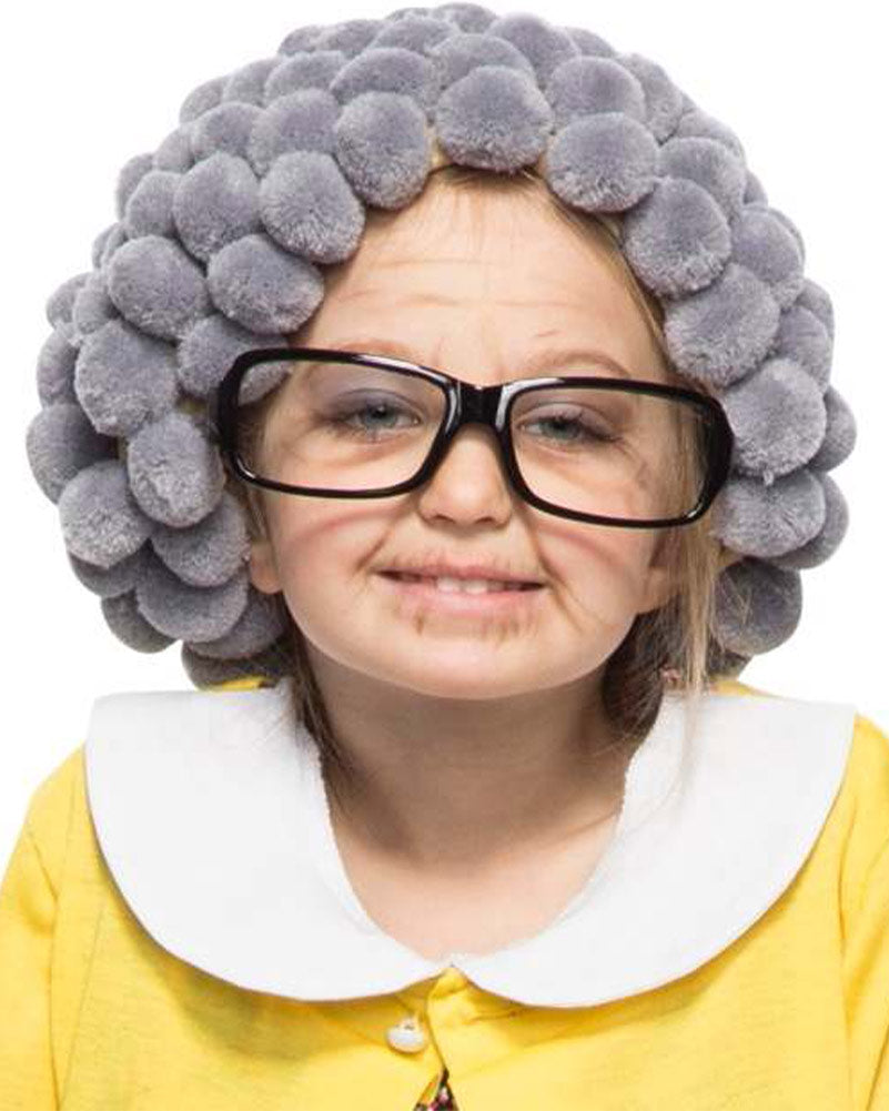 100 Days Little Grannie Kids Wig and Glasses Set