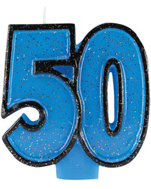 50th Birthday Glitter Candle