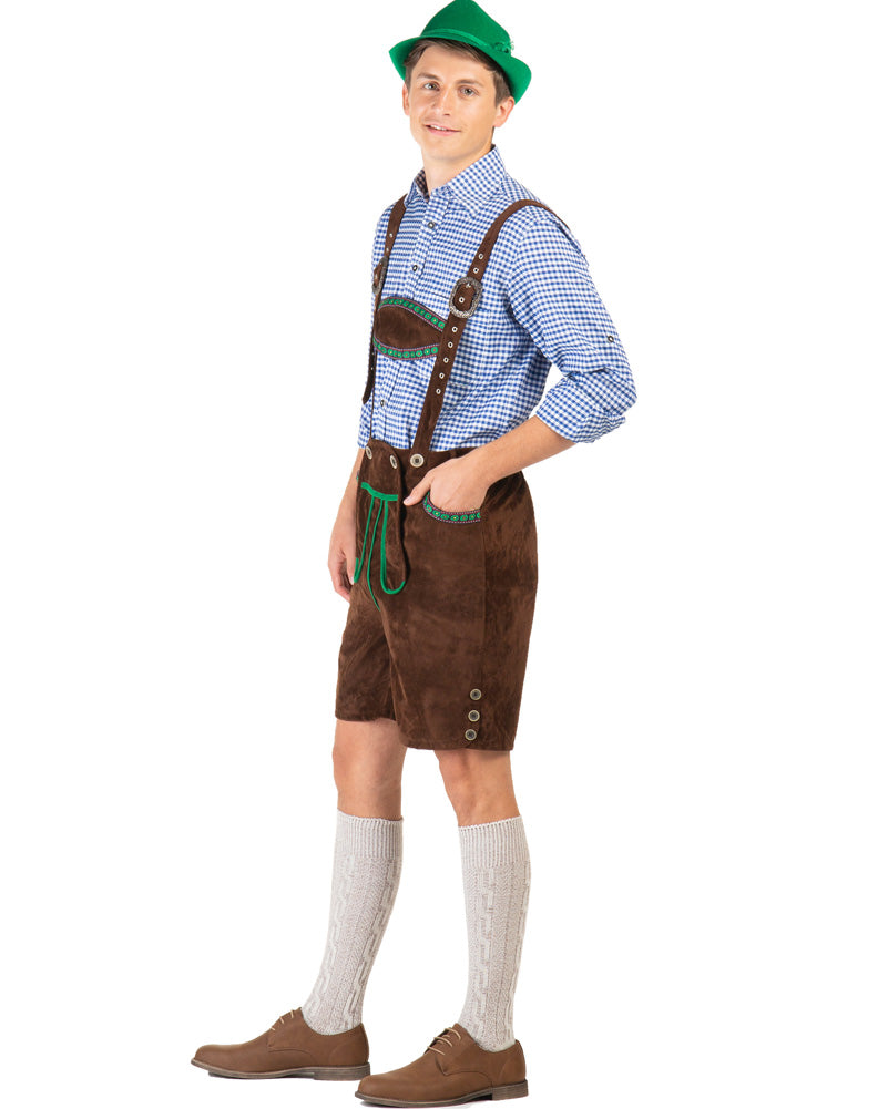 Kurt Deluxe Brown Lederhosen Plus Size Mens Costume