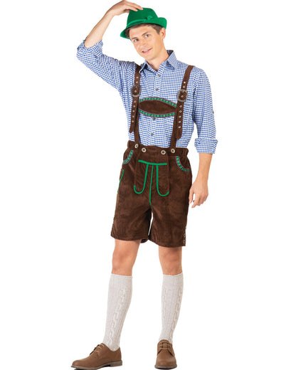 Kurt Deluxe Brown Lederhosen Plus Size Mens Costume