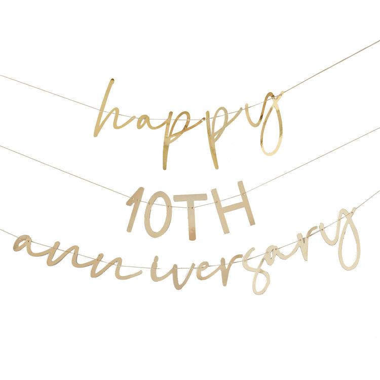 Anniversary Bunting Customisable Year Anniversary Gold Pack of 3