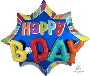 Happy Birthday Multicolour Burst Foil Balloon