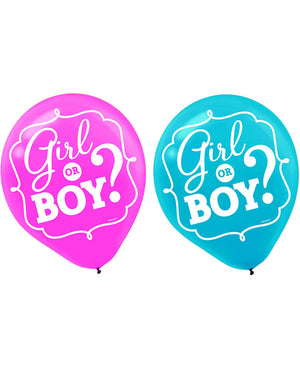 Gender Reveal Latex Balloons Pack of 15