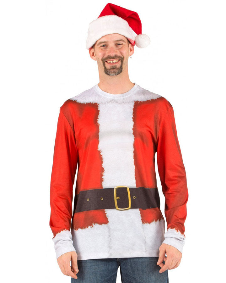 Christmas Santa Claus Mens Faux Real Tee