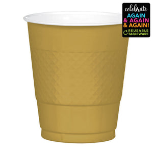 Premium Plastic Cups 355ml 20 Pack - Gold Pack of 20