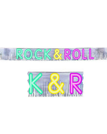 50s Rock and Roll Glitter Fringed Banner