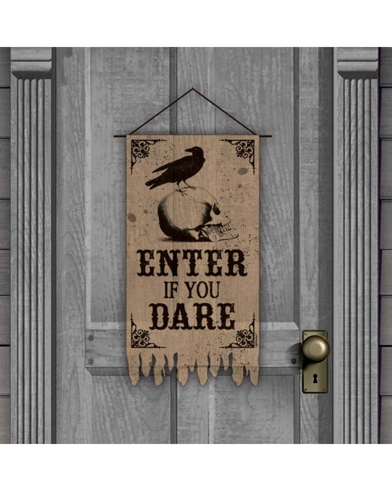 Boneyard Hessian Burlap Door Banner For Halloween