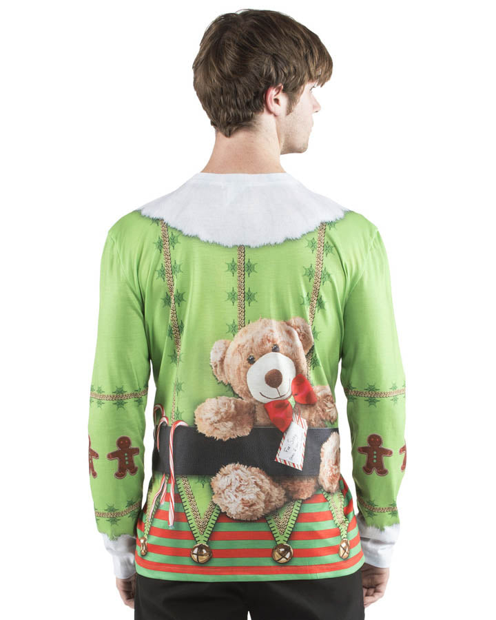 Christmas Elf Faux Real Long Sleeve Shirt