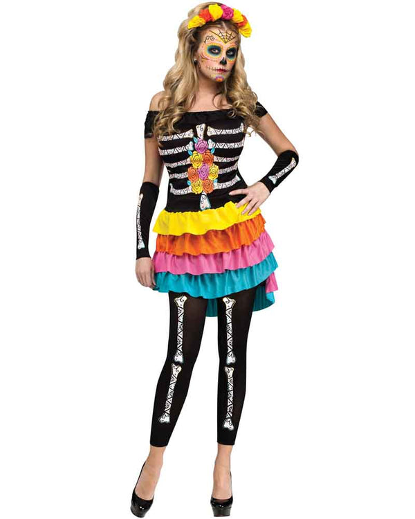 Day of the Dead Rainbow Womens Costume