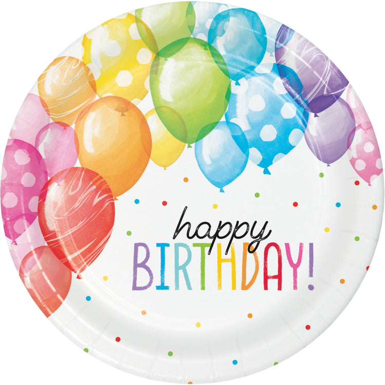 Balloon Bash Birthday Dinner Plates Paper 22cm Pack of 8