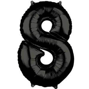 Mid-Size Shape Black Numeral 8 Balloon