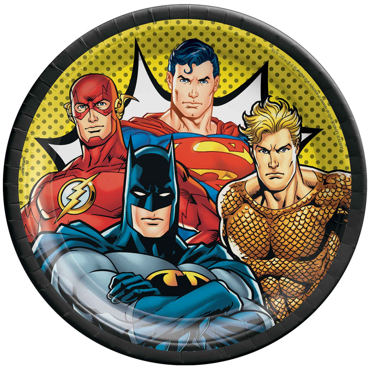 Justice League Heroes Unite 9in / 23cm Paper Plates Pack of 8